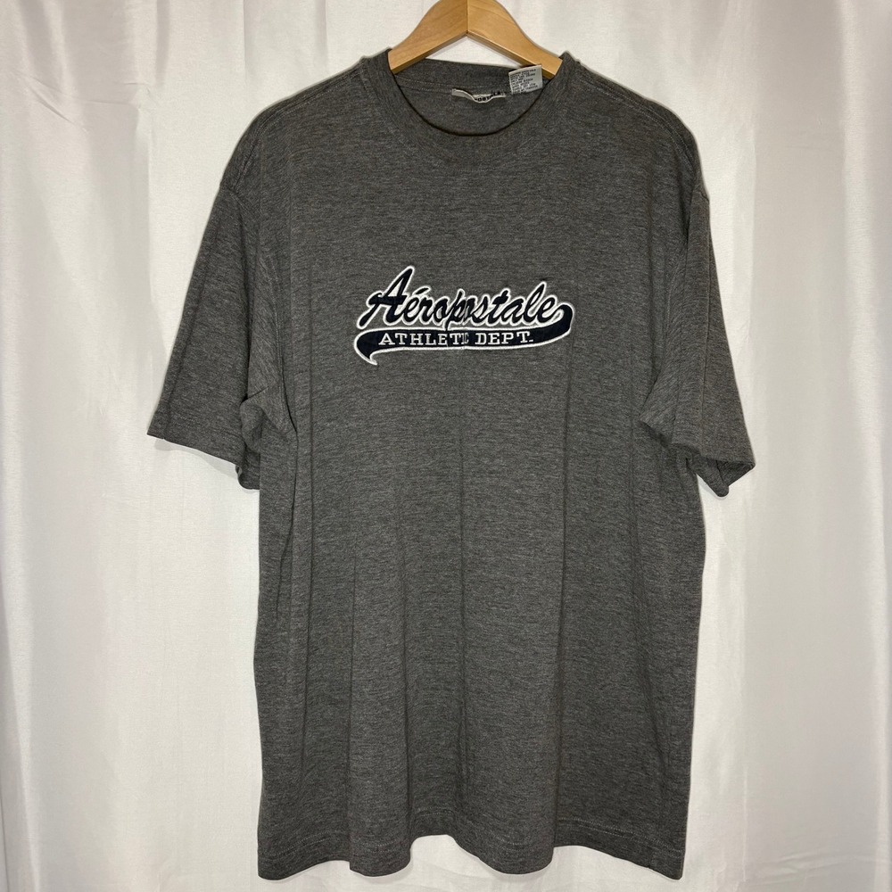 Vintage Y2K Aeropostale Mens XL Gray Embroidered Logo T-Shirt